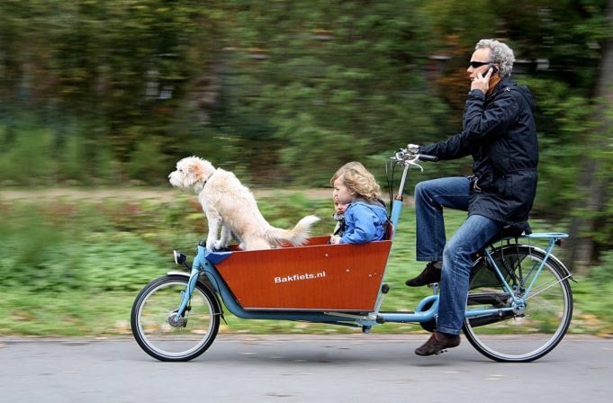 Barn, hund, lådcykel, fart, Bakfuets.nl